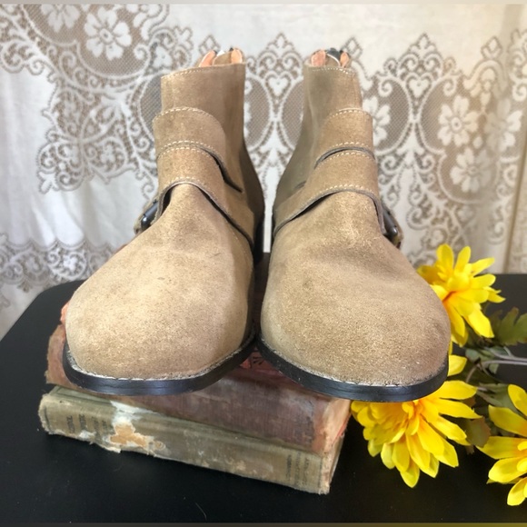 Eight Second Angel Bailey Double Buckle Bootie cowgirl western Boots suede 9.5 - Picture 6 of 9